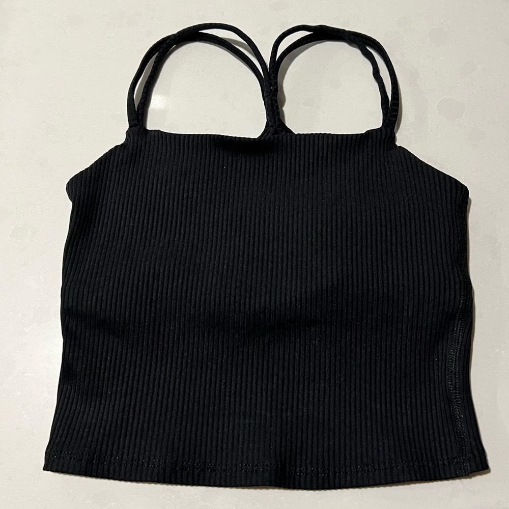 EUC Carbon38 cropped ribbed strappy camisole/tank in black - Picture 11 of 16